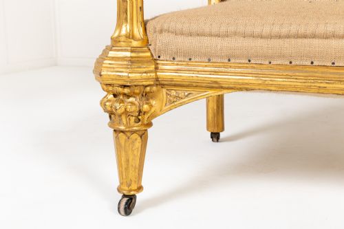 LARGE 19TH CENTURY ENGLISH GILTWOOD COUNTRY HOUSE SOFA - ADDITIONAL PHOTO 2