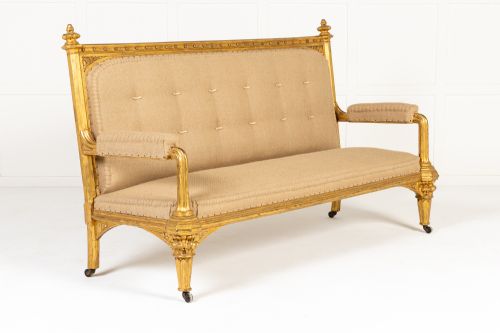 LARGE 19TH CENTURY ENGLISH GILTWOOD COUNTRY HOUSE SOFA - ADDITIONAL PHOTO 5