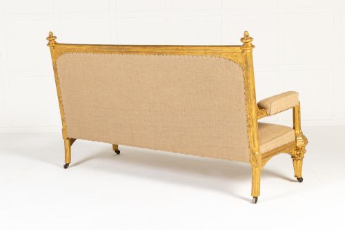 LARGE 19TH CENTURY ENGLISH GILTWOOD COUNTRY HOUSE SOFA - ADDITIONAL PHOTO 8