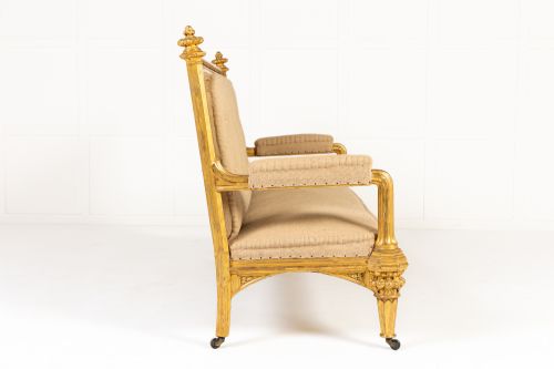 LARGE 19TH CENTURY ENGLISH GILTWOOD COUNTRY HOUSE SOFA - ADDITIONAL PHOTO 9