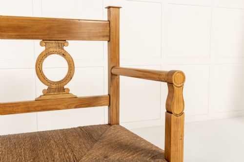 19TH CENTURY ITALIAN CHERRYWOOD RUSH SEAT BENCH - ADDITIONAL PHOTO 2