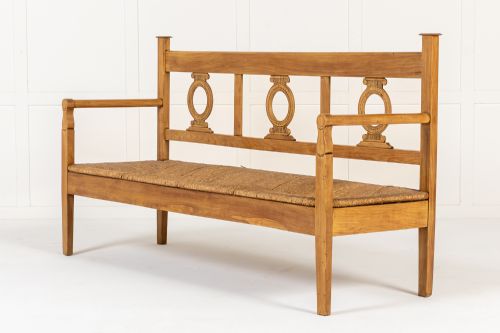 19TH CENTURY ITALIAN CHERRYWOOD RUSH SEAT BENCH - ADDITIONAL PHOTO 6