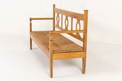 19TH CENTURY ITALIAN CHERRYWOOD RUSH SEAT BENCH - ADDITIONAL PHOTO 7