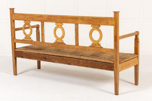 19TH CENTURY ITALIAN CHERRYWOOD RUSH SEAT BENCH - ADDITIONAL PHOTO 8