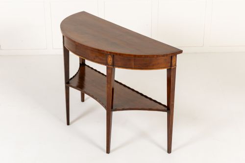 18TH CENTURY ENGLISH YEW DEMI LUNE SIDE TABLE - ADDITIONAL PHOTO 4