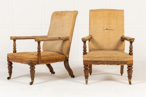 pair of 19th century english faux rosewood library armchairs - CATEGORY: ANTIQUE CHAIRS - DATED 19TH CENTURY