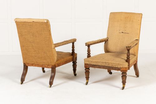 PAIR OF 19TH CENTURY ENGLISH FAUX ROSEWOOD LIBRARY ARMCHAIRS - ADDITIONAL PHOTO 2