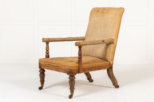 PAIR OF 19TH CENTURY ENGLISH FAUX ROSEWOOD LIBRARY ARMCHAIRS - ADDITIONAL PHOTO 3