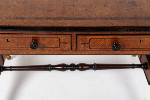 19TH CENTURY ENGLISH REGENCY AMBOYNA LIBRARY TABLE - ADDITIONAL PHOTO 1