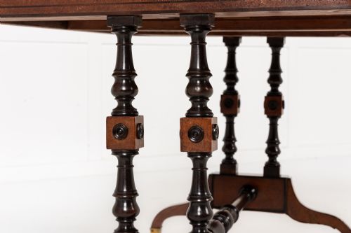 19TH CENTURY ENGLISH REGENCY AMBOYNA LIBRARY TABLE - ADDITIONAL PHOTO 6