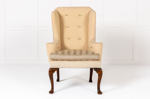 18TH CENTURY ENGLISH WALNUT WING CHAIR C1720 - ADDITIONAL PHOTO 1