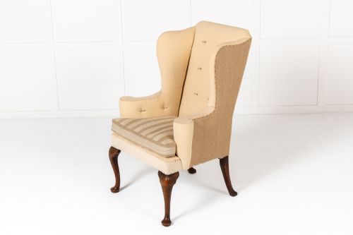 18TH CENTURY ENGLISH WALNUT WING CHAIR C1720 - ADDITIONAL PHOTO 2