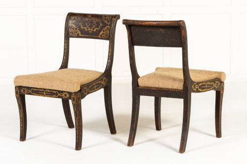 PAIR OF 19TH CENTURY ENGLISH REGENCY GILT DECORATED CHAIRS - ADDITIONAL PHOTO 1