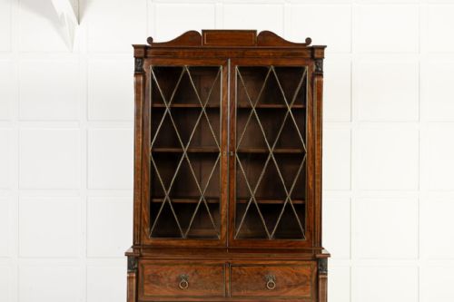 GRAND SCALE 19TH CENTURY ENGLISH REGENCY MAHOGANY SECRETAIRE BOOKCASE - ADDITIONAL PHOTO 2