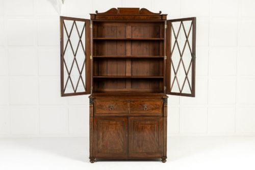 GRAND SCALE 19TH CENTURY ENGLISH REGENCY MAHOGANY SECRETAIRE BOOKCASE - ADDITIONAL PHOTO 3