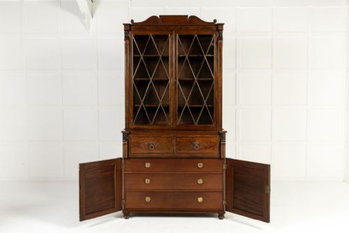 GRAND SCALE 19TH CENTURY ENGLISH REGENCY MAHOGANY SECRETAIRE BOOKCASE - ADDITIONAL PHOTO 9
