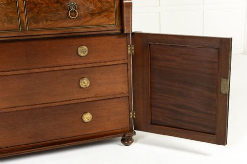 GRAND SCALE 19TH CENTURY ENGLISH REGENCY MAHOGANY SECRETAIRE BOOKCASE - ADDITIONAL PHOTO 11