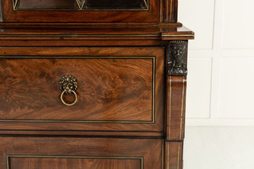 GRAND SCALE 19TH CENTURY ENGLISH REGENCY MAHOGANY SECRETAIRE BOOKCASE - ADDITIONAL PHOTO 15