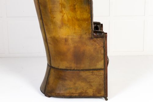 LARGE 18TH CENTURY ENGLISH LEATHER PORTERS CHAIR - ADDITIONAL PHOTO 7