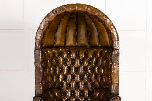 LARGE 18TH CENTURY ENGLISH LEATHER PORTERS CHAIR - ADDITIONAL PHOTO 11