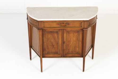 SMALL 18TH CENTURY FRENCH MAHOGANY SIDE CABINET WITH MARBLE TOP - ADDITIONAL PHOTO 1