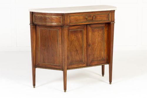 SMALL 18TH CENTURY FRENCH MAHOGANY SIDE CABINET WITH MARBLE TOP - ADDITIONAL PHOTO 2