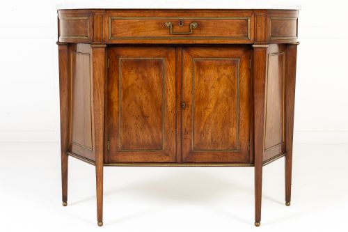 SMALL 18TH CENTURY FRENCH MAHOGANY SIDE CABINET WITH MARBLE TOP - ADDITIONAL PHOTO 3