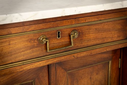 SMALL 18TH CENTURY FRENCH MAHOGANY SIDE CABINET WITH MARBLE TOP - ADDITIONAL PHOTO 6