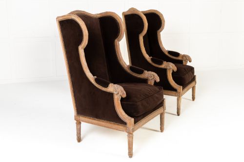 PAIR OF 19TH CENTURY FRENCH WING CHAIRS - ADDITIONAL PHOTO 1