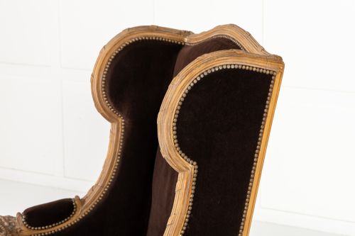 PAIR OF 19TH CENTURY FRENCH WING CHAIRS - ADDITIONAL PHOTO 3