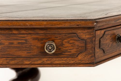 LARGE 19TH CENTURY ENGLISH OAK DRUM TABLE - ADDITIONAL PHOTO 3