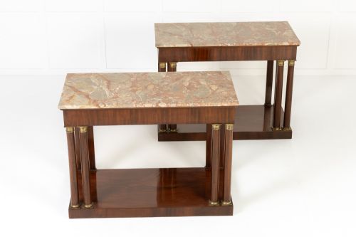 PAIR OF 19TH CENTURY ITALIAN MAHOGANY CONSOLE TABLES