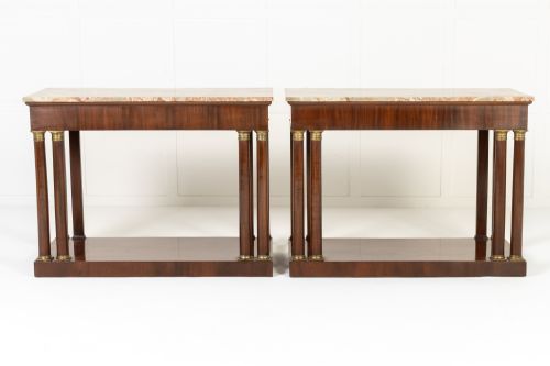 PAIR OF 19TH CENTURY ITALIAN MAHOGANY CONSOLE TABLES - ADDITIONAL PHOTO 3