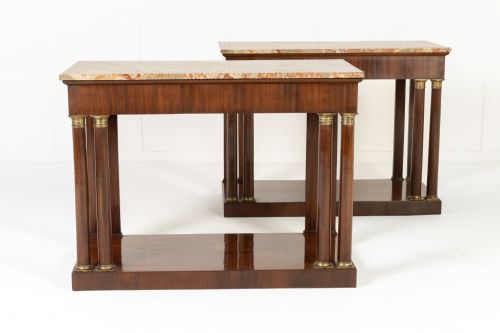 PAIR OF 19TH CENTURY ITALIAN MAHOGANY CONSOLE TABLES - ADDITIONAL PHOTO 7