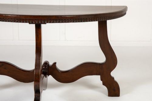 PAIR OF 18TH CENTURY ITALIAN WALNUT DEMI LUNE CONSOLE TABLES - ADDITIONAL PHOTO 3