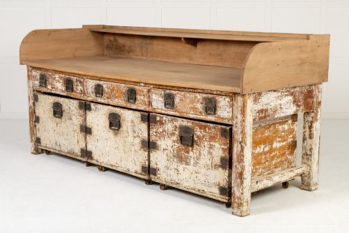 LARGE 19TH CENTURY FRENCH PINE BAKERS TABLE