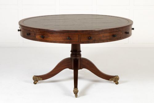 19th century english regency mahogany drum table - CATEGORY: ANTIQUE TABLES - DATED 19TH CENTURY