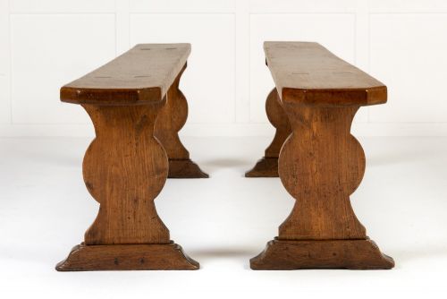 PAIR OF 19TH CENTURY FRENCH HALL BENCHES - ADDITIONAL PHOTO 2