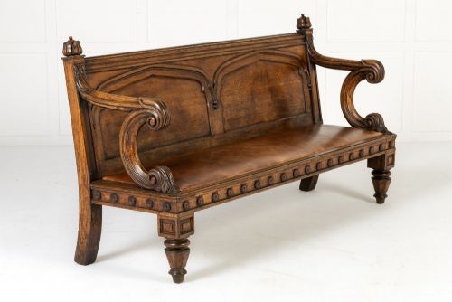 19TH CENTURY ENGLISH OAK GOTHIC BENCH