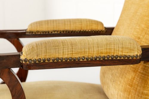 PAIR OF 19TH CENTURY FRENCH ROSEWOOD LIBRARY ARMCHAIRS - ADDITIONAL PHOTO 4