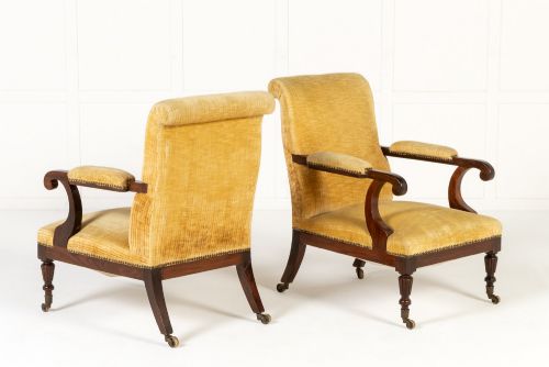 PAIR OF 19TH CENTURY FRENCH ROSEWOOD LIBRARY ARMCHAIRS - ADDITIONAL PHOTO 5
