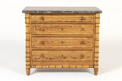 19TH CENTURY FRENCH PINE FAUX BAMBOO CHEST OF DRAWERS