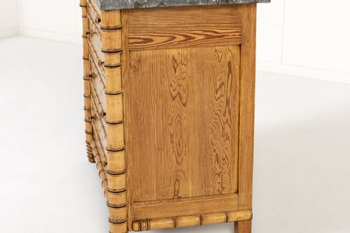 19TH CENTURY FRENCH PINE FAUX BAMBOO CHEST OF DRAWERS - ADDITIONAL PHOTO 4