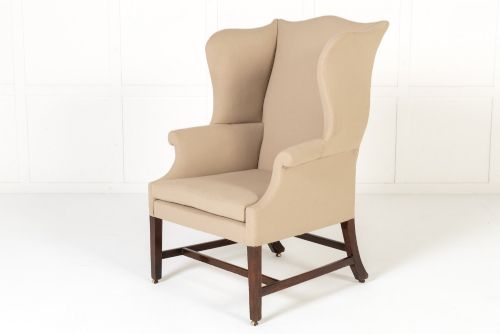 Large Scale 18th Century English Mahogany Wing Chair