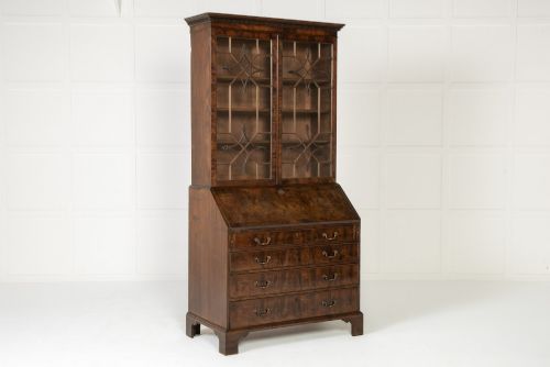 18th Century English Mahogany Secretaire Bureau Bookcase/cabinet