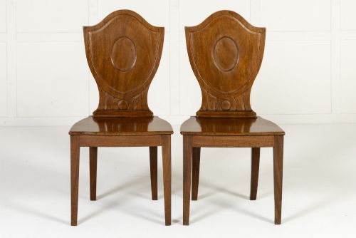Pair of 19th Century Regency Mahogany Hall Chairs