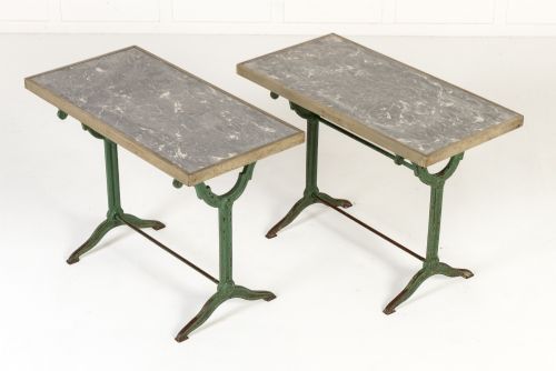 Pair of 19th Century Garden Tables with Marble Tops