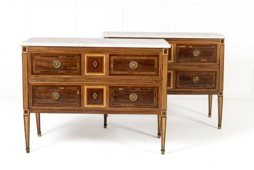 Pair of 18th Century Italian Neoclassical Inlaid Chest of Drawers