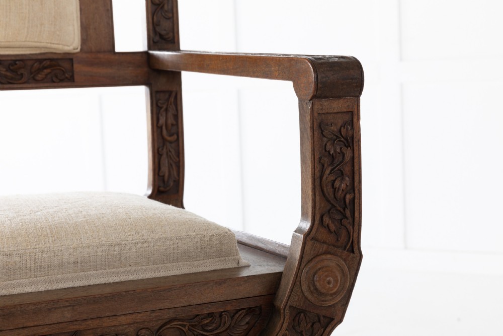 19th Century Pair of Carved Anglo Indian Armchairs View IV