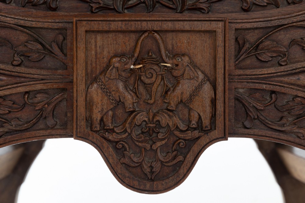 19th Century Pair of Carved Anglo Indian Armchairs View V